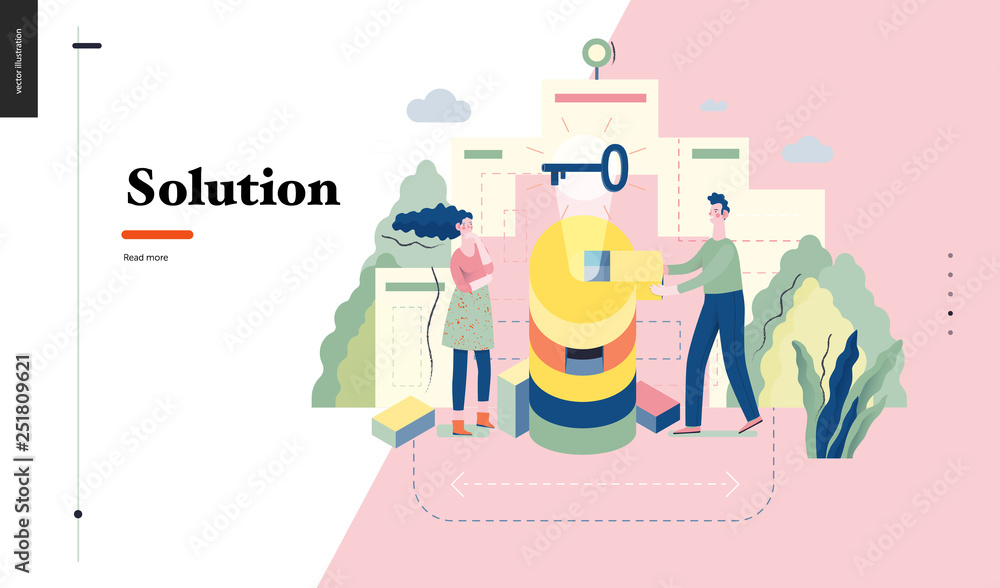Technology 1 - Solution - modern flat vector concept digital illustration Problem Solution metaphor, abstract. Business workflow management. Creative landing web page design template Technology 1 - Solution - modern flat vector concept digital illustration Problem Solution metaphor, abstract. Business workflow management. Creative landing web page design template