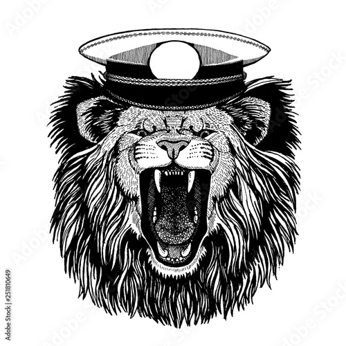 Lion for tattoo, t-shirt, emblem, badge, logo, patch