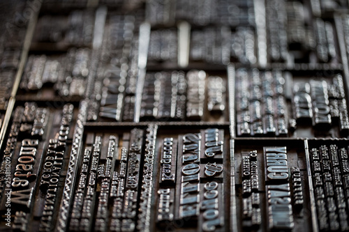 Принти на полотні Old vintage Victorian newspaper book printing press background