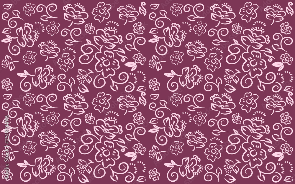 Repeating background with abstract flowers. Hand painted with a brush. Can be used for finishing fabrics, prints on clothes, paper and handbags Repeating background with abstract flowers. Hand painted with a brush. Can be used for finishing fabrics, prints on clothes, paper and handbags