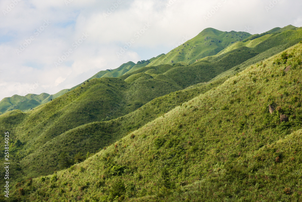 Grassy mountain tops in China Grassy mountain tops in China