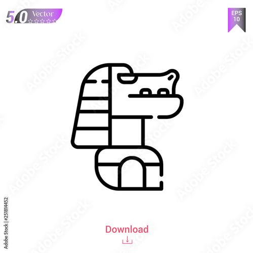 Outline sobek icon isolated on white background. Line pictogram. Graphic design, mobile application, old Egypt icons, logo, user interface. Editable stroke. EPS10 format vector illustration