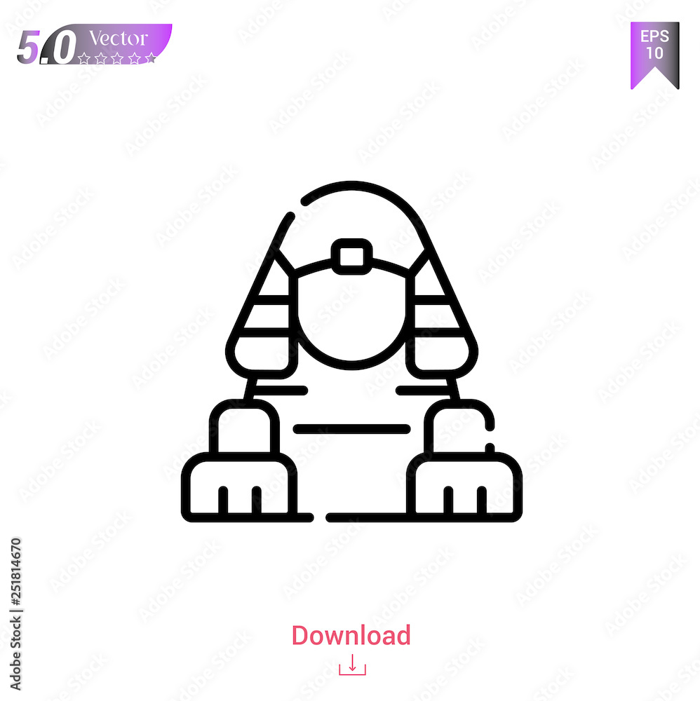 Outline sphinx icon isolated on white background. Line pictogram. Graphic design, mobile application, old Egypt icons, logo, user interface. Editable stroke. EPS10 format vector illustration Outline sphinx icon isolated on white background. Line pictogram. Graphic design, mobile application, old Egypt icons, logo, user interface. Editable stroke. EPS10 format vector illustration