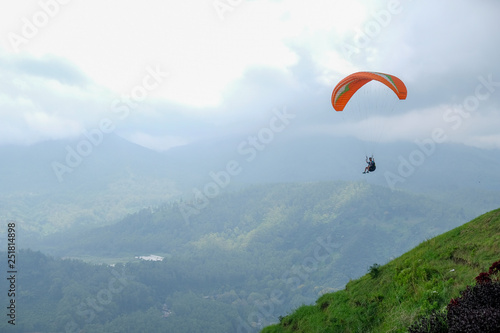 Sky ricing by paragliding in Batu Malang, east java, Indonesia.