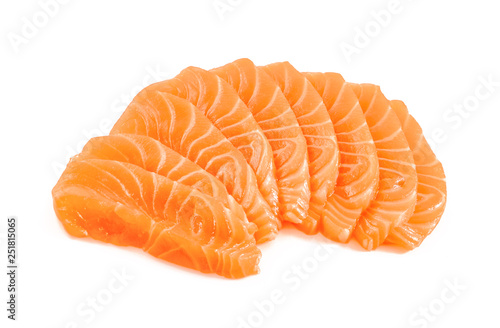 salmon fillets on white background
