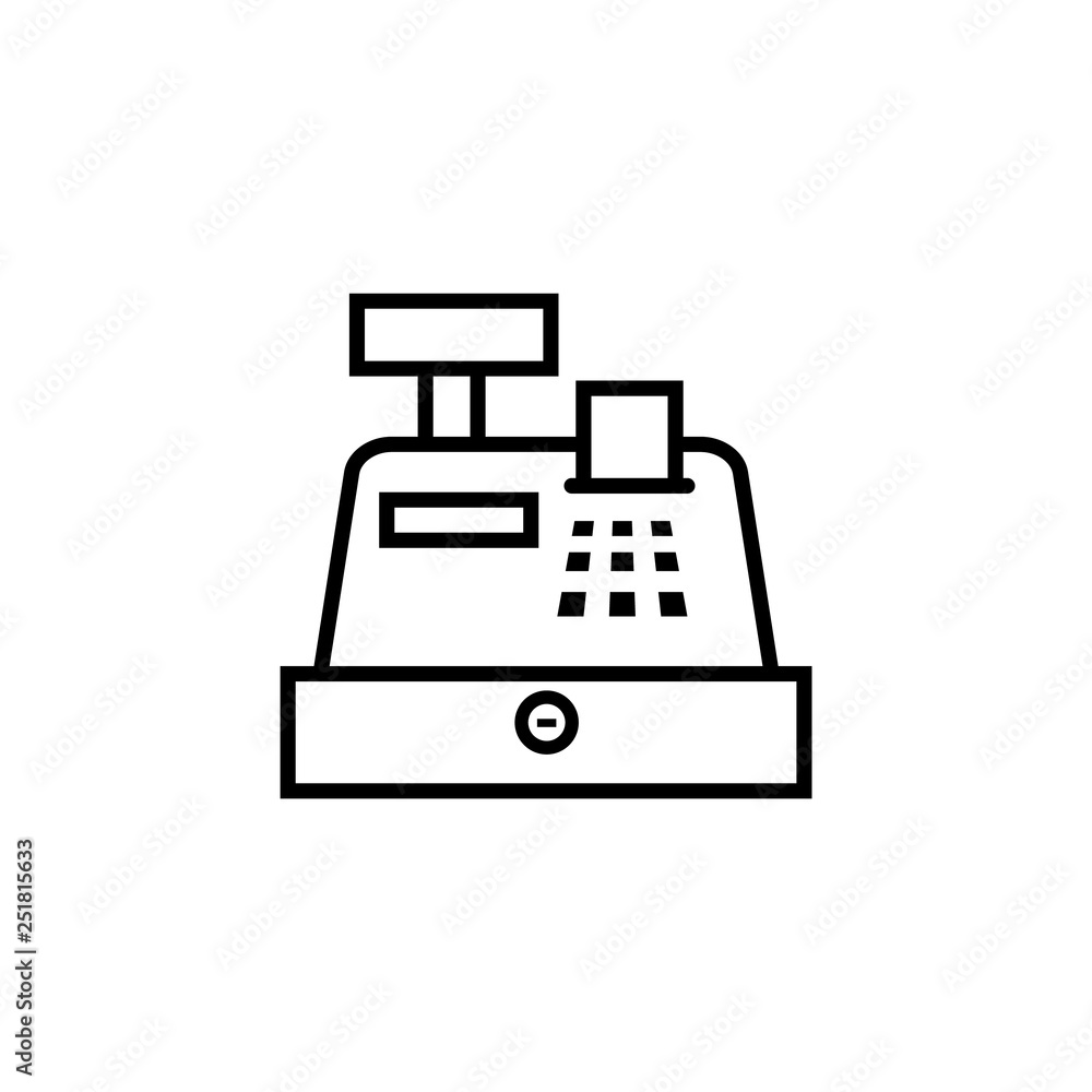 Cash register line icon, outline vector sign, logo isolated on white background Cash register line icon, outline vector sign, logo isolated on white background