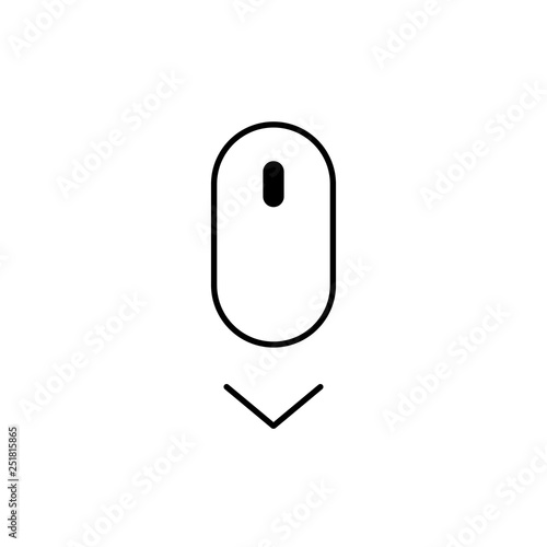 Scroll down icon. Vector scrolling mouse symbol for web design isolated on white background.