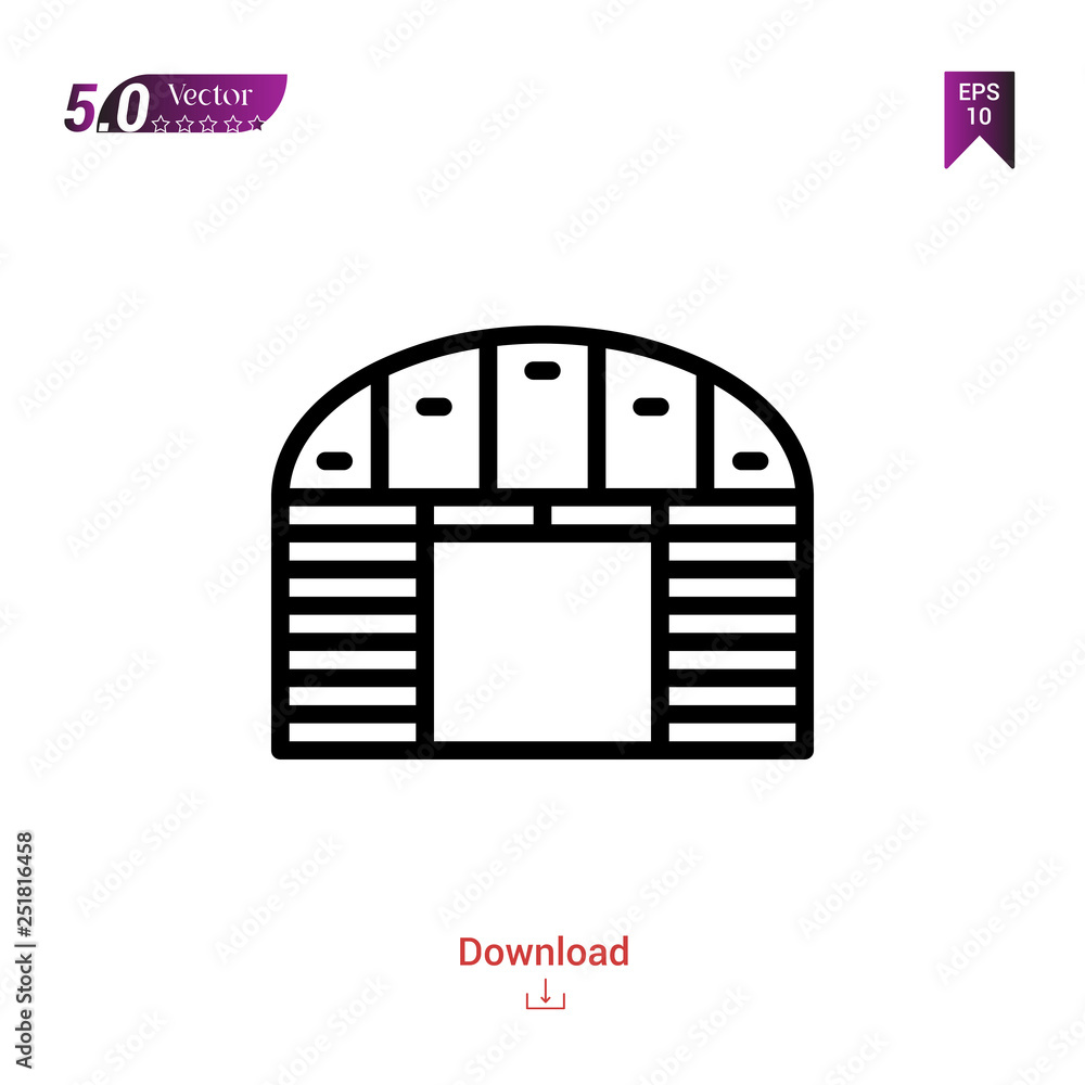 Outline warehouse icon isolated on white background. Line pictogram. Graphic design, mobile application, logo, user interface. Editable stroke. EPS10 format vector illustration Outline warehouse icon isolated on white background. Line pictogram. Graphic design, mobile application, logo, user interface. Editable stroke. EPS10 format vector illustration