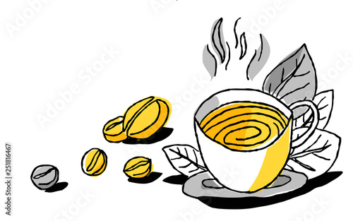 Cafe mural design in yellow and black color
