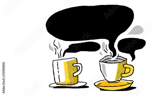 Cafe mural design in yellow and black color