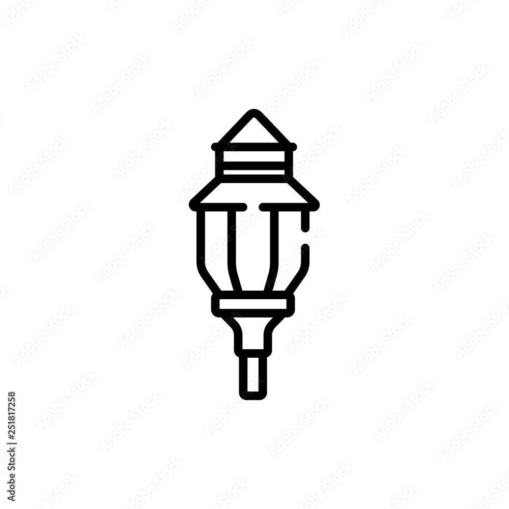 Outline streetlight icon isolated on white background. Line pictogram. Graphic design, mobile application, logo, user interface. Editable stroke. EPS10 format vector illustration Outline streetlight icon isolated on white background. Line pictogram. Graphic design, mobile application, logo, user interface. Editable stroke. EPS10 format vector illustration