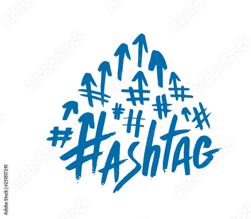 Hashtag signs. Number sign, hash, or pound sign. Seamless pattern of hand painted symbols isolated on a white background. Vector illustration