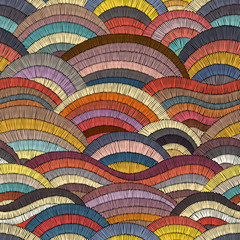Fotobehang Boho stijl patronen Golvend bohemien borduurpatroon patchwork  © flovie