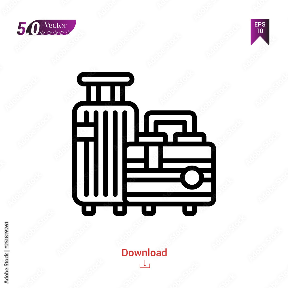 Outline luggage icon isolated on white background. Line pictogram. Graphic design, mobile application, logo, user interface. Editable stroke. EPS10 format vector illustration Outline luggage icon isolated on white background. Line pictogram. Graphic design, mobile application, logo, user interface. Editable stroke. EPS10 format vector illustration