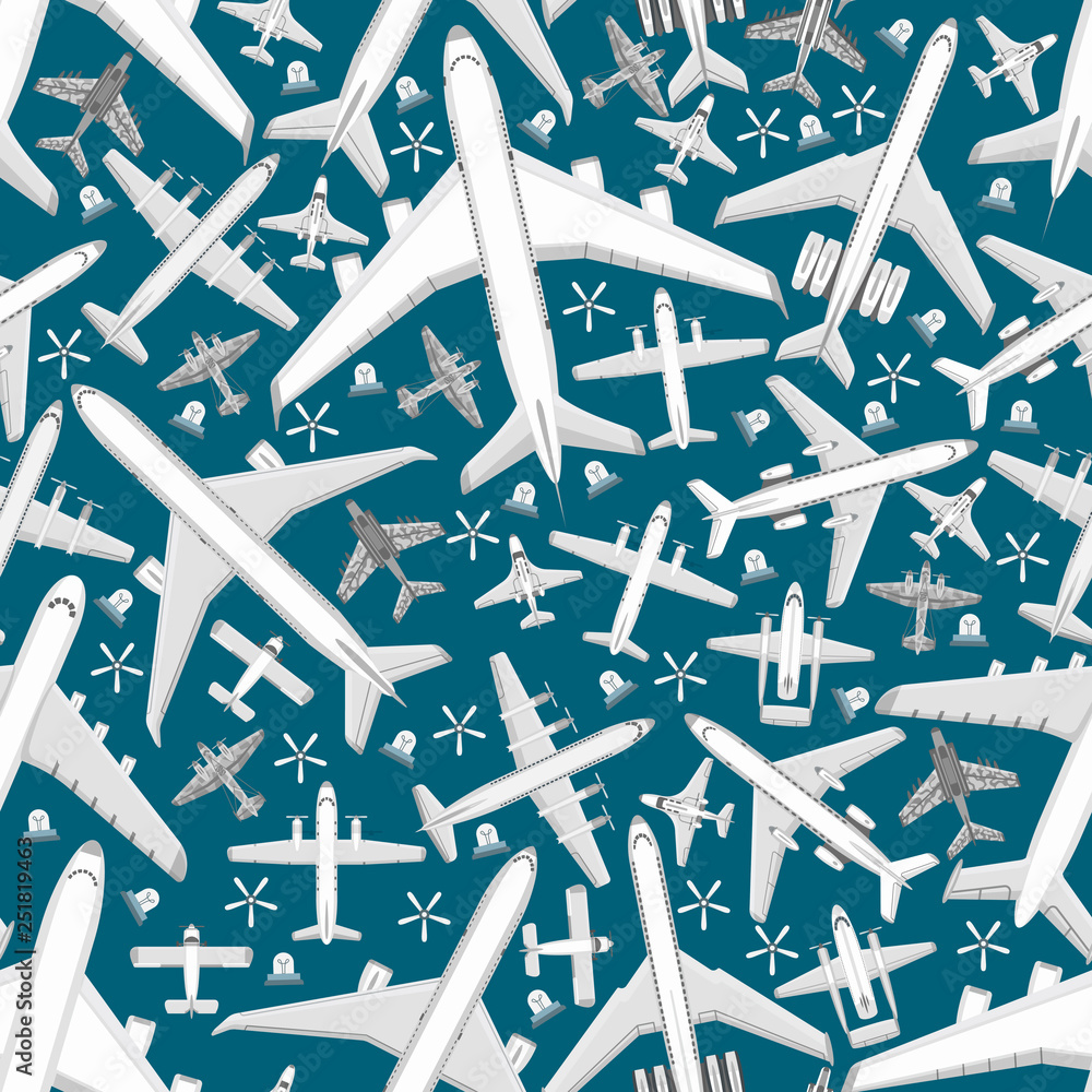 Plane seamless pattern vector aircraft airplane jet flight ...