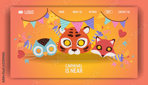 Mask vector pattern kids carnival cartoon animal masks for masquerade party illustration of backdrop animalistic masked child headwear for birthday celebration decoration background