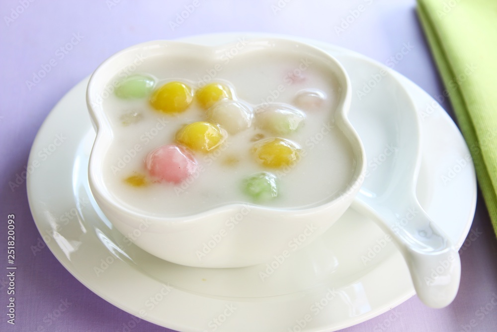 Bualoy, Thai dessert. Rice ball in coconut milk. Bualoy, Thai dessert. Rice ball in coconut milk.