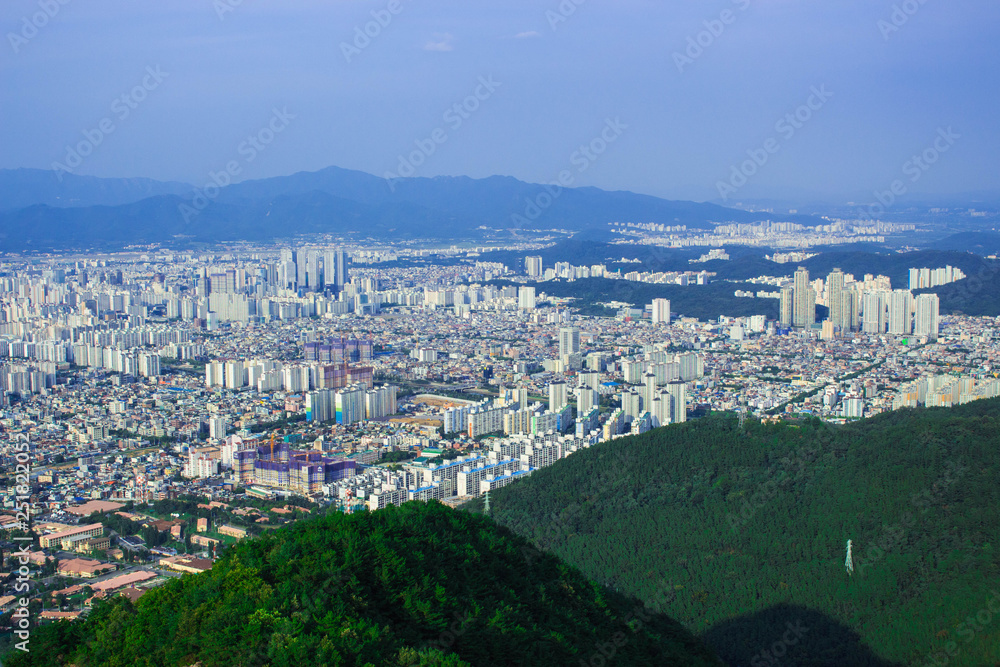 The image of cityscape from the top of Apsan mountain in Daegu, Korea.