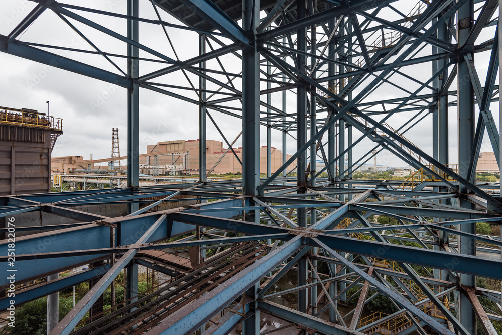 Steel framework at abandoned factory