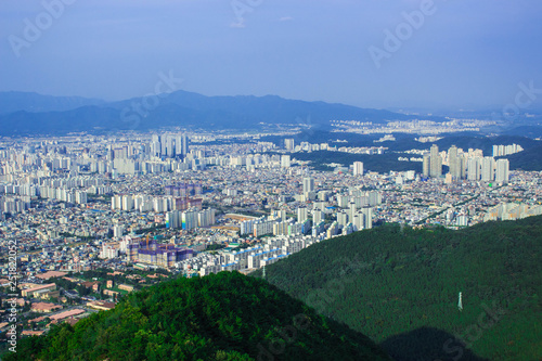 The image of cityscape from the top of Apsan mountain in Daegu, Korea. © Koshiro