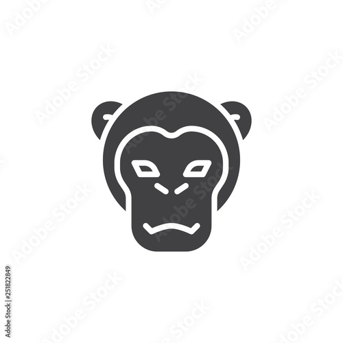 Monkey head vector icon. filled flat sign for mobile concept and web design. Monkey animal glyph icon. Wild ape symbol, logo illustration. Pixel perfect vector graphics