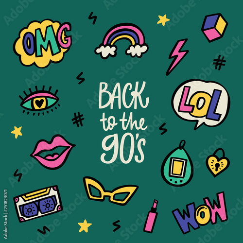 Back to the 90 s doodle lettering set