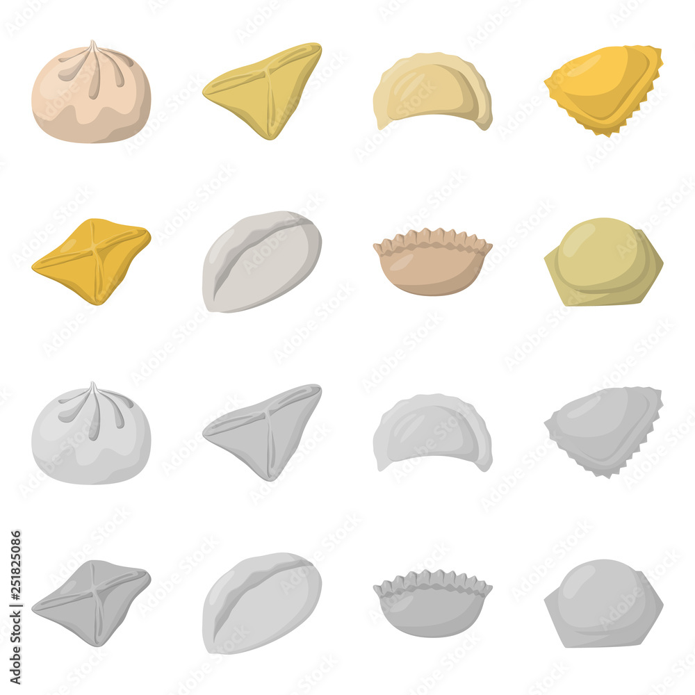 Vector design of products and cooking sign. Set of products and appetizer stock vector illustration. Vector design of products and cooking sign. Set of products and appetizer stock vector illustration.