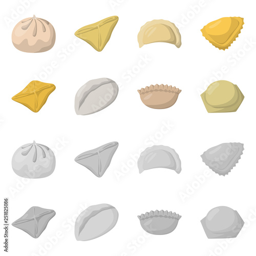 Vector design of products  and cooking sign. Set of products  and appetizer stock vector illustration.