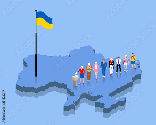 Ukrainian citizens are voting for election over a Ukraine map
