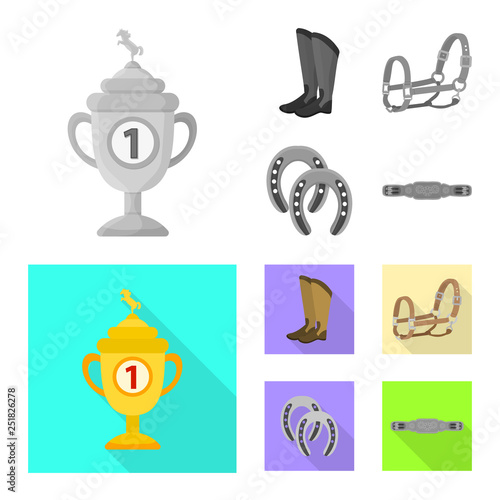 Isolated object of equipment and riding logo. Set of equipment and competition stock symbol for web.