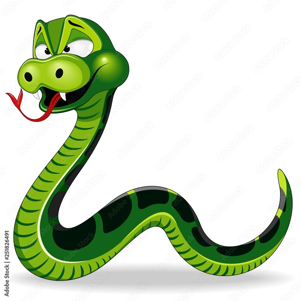 Fototapeta premium Snake Funny Cartoon Character Vector Illustration