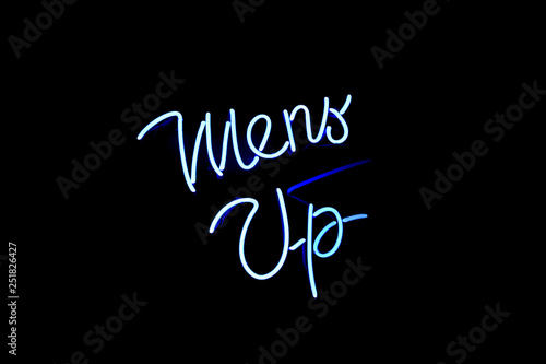 Neon sign photo with blue highlighted by men
