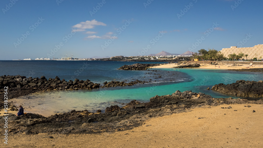 View of Jablillo beach in Costa Teguise, Lanzarote