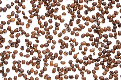 Coffee beans pattern. Isolated on a white background. - Image