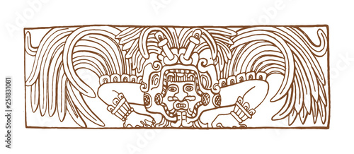 Vintage graphic maya glyphs, inca and aztec zodiac ornaments and symbols in old american indian style.Vector illustration and doodle drawing for design. 
