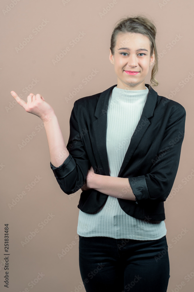 a successful business girl in a office