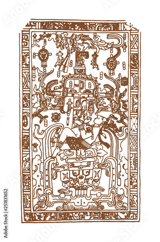 Vintage graphic maya glyphs, inca and aztec zodiac ornaments and symbols in old american indian style.Vector illustration and doodle drawing for design. 