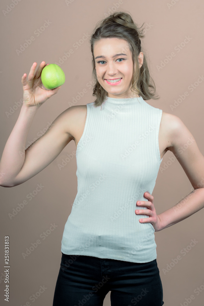 girl with an apple girl with an apple