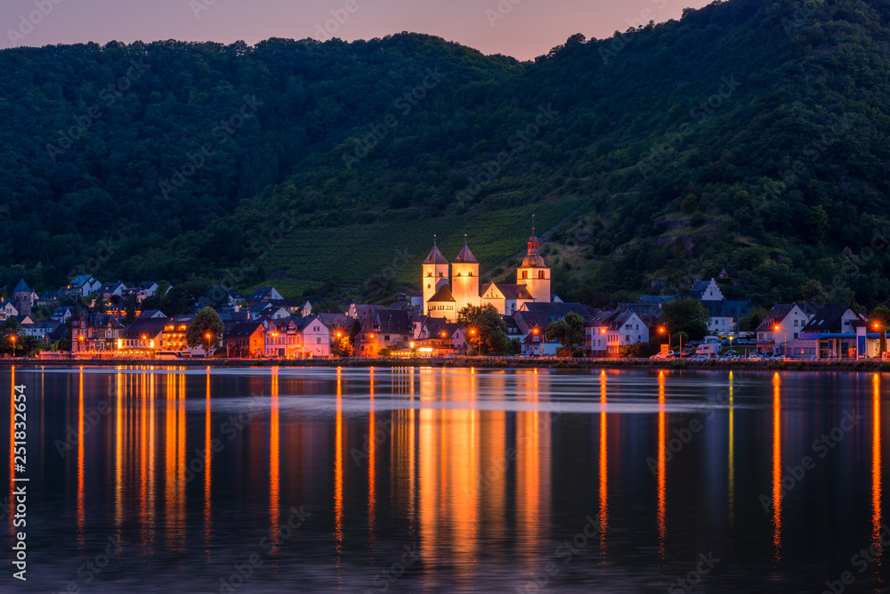 Village of Treis-Karden in Rhineland-Palatinate Germany at sunset