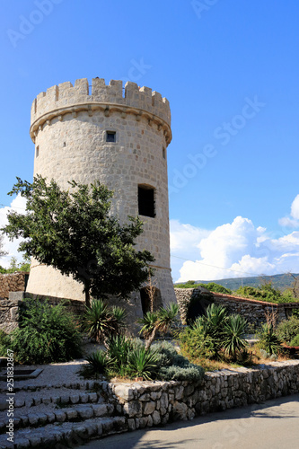 medieval tower in Cres, island Cres, Croatia
