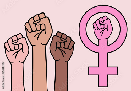 female hands, feminist sign, feminism symbol, vector photo