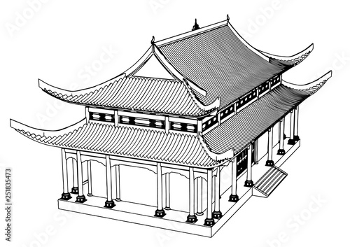 Fototapeta Naklejka Na Ścianę i Meble -  sketch of chinese temple vector