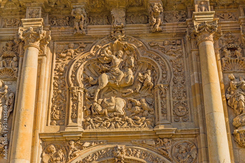 Leon, Spain. Bas-relief on the facade of the monastery of St.. Mark, XVI century