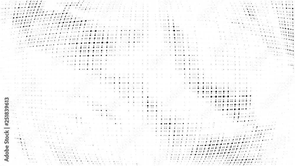 Halftone gradient pattern. Abstract halftone dots background. Monochrome dots pattern. Grunge wave texture. Pop Art, Comic small dots. Design for presentation, business cards, report, flyer, cover