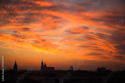 Kraków - zachód słońca nad miastem