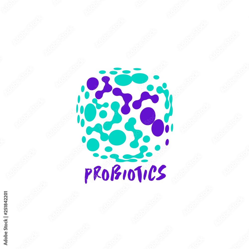 Probiotics logo. Bacteria logo. Concept of healthy nutrition ingredient for therapeutic purposes. Simple flat style trend modern logotype graphic design isolated Probiotics logo. Bacteria logo. Concept of healthy nutrition ingredient for therapeutic purposes. Simple flat style trend modern logotype graphic design isolated