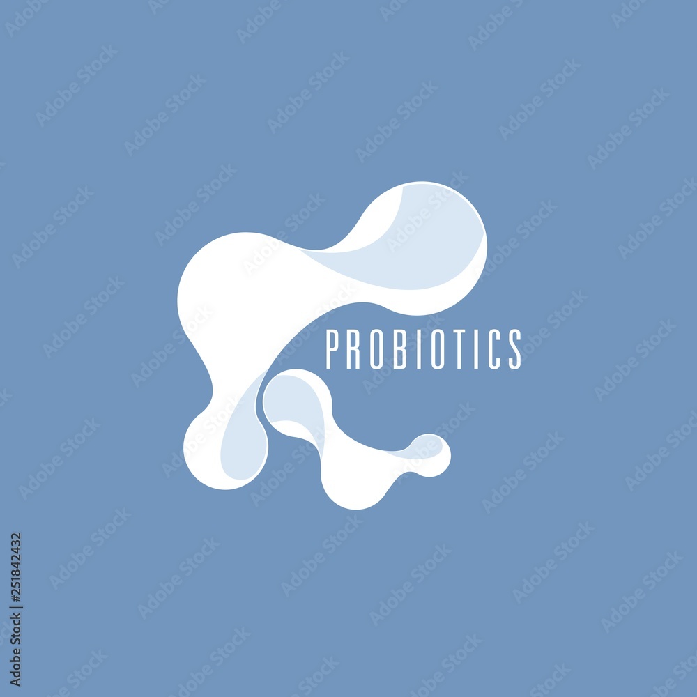 Probiotics logo. Bacteria logo. Concept of healthy nutrition ingredient for therapeutic purposes. Simple flat style trend modern logotype graphic design isolated Probiotics logo. Bacteria logo. Concept of healthy nutrition ingredient for therapeutic purposes. Simple flat style trend modern logotype graphic design isolated