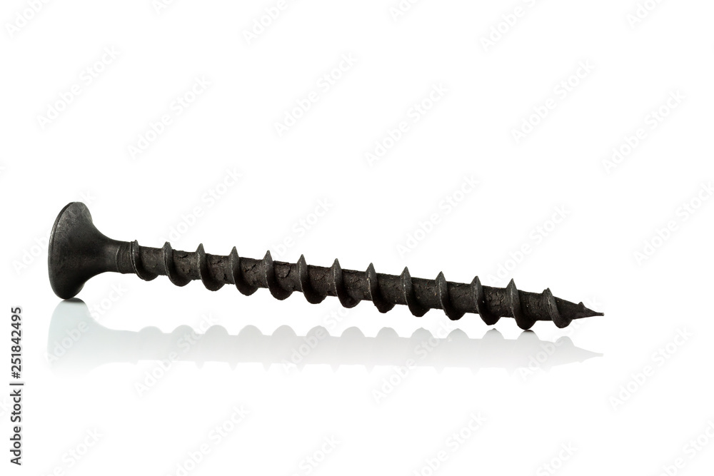 black self-tapping screw close-up