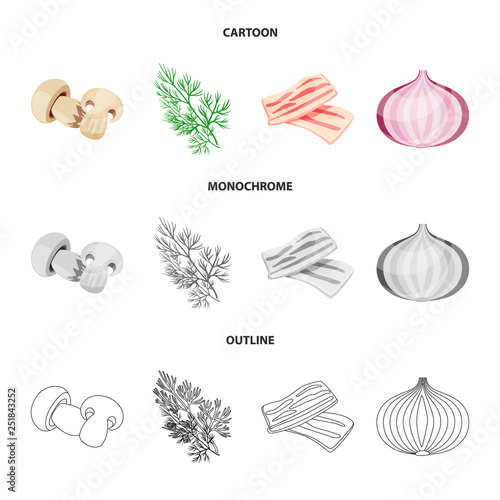 Vector illustration of taste and product logo. Collection of taste and cooking stock vector illustration.