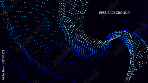 Abstract Background with Asymmetrical Wavy Dots in Blue Tones. Aspect Ratio 16:9. EPS8 Vector.